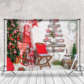 Lofaris Kiefer Baum Brief Kasten Geschenk Stuhl Weihnachten Hintergrund